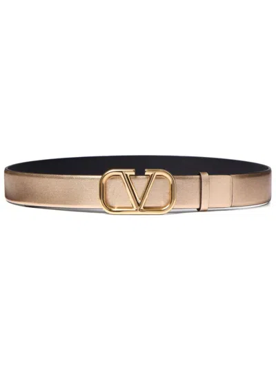 Valentino Garavani Gold-tone Vlogo Reversible Leather Belt