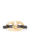 Valentino V-logo Cotton Bracelet In Black