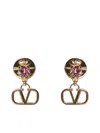 Valentino Gold-tone Vlogo Signature Earrings With Pink Swarovski Crystals