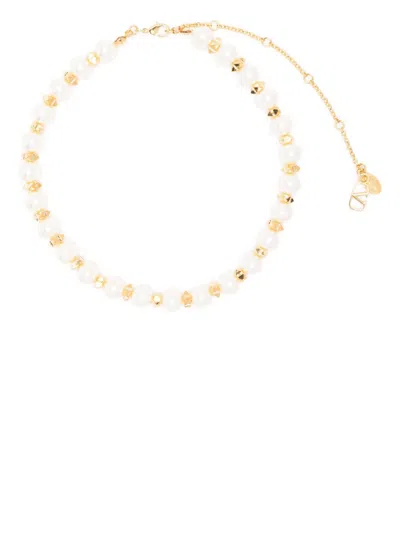 Valentino Garavani Gold-tone Vlogo Signature Rockstud Pearl Choker