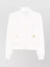 Valentino Gold V Front Pockets High Collar Jacket In White