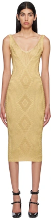 Valentino Abito Maglia Metallic Knit Midi Dress In L01 Oro