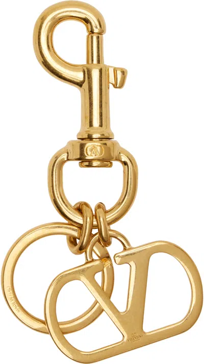 Valentino Garavani Gold Vlogo Signature Bag Charm Keychain