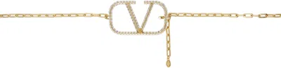 Valentino Garavani Gold Vlogo Signature Chain Belt In C59 Oro 18/crystal