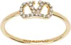 Valentino Gold Vlogo Signature Metal & Swarovski Crystal Ring In Mh5 Oro 18/crystal S