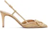 Valentino Gold Vlogo Signature Metallic Slingback Heels In Neutral