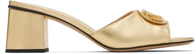 Valentino Garavani Gold Vlogo Signature Slide Heeled Sandals