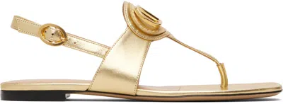 Valentino Garavani Gold Vlogo Thong Sandals In Multi