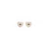Valentino Golden Crystal Embellished Heart Stud Earrings In Gold