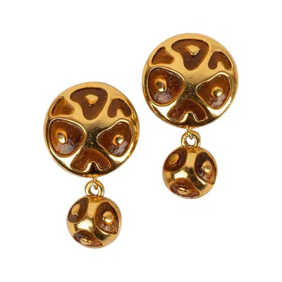 Pre-owned Valentino Garavani Valentino Golden Enamelled Metal Clip Earrings In Multi