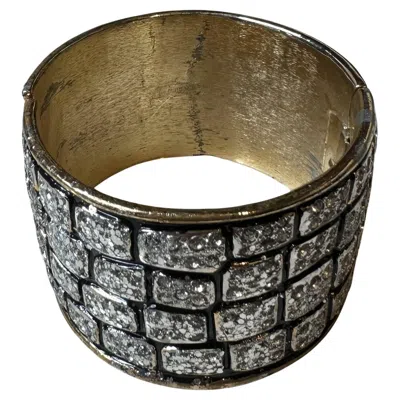 Pre-owned Valentino Garavani Valentino Golden Glitter Brick Cuff In Multi