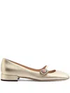 Valentino Mary Jane Metallic Leather Ballet Flats In Golden