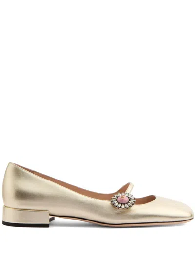 VALENTINO GARAVANI GOLDEN LEATHER BALLET FLATS