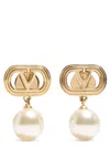Valentino Garavani Oval-shaped Earrings In Metal And Swarovski Pearls In Gold