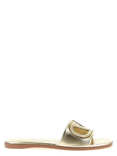 Valentino Garavani Golden Logo Sandals In Multi