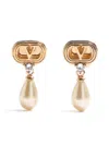 Valentino Swarovski Crystal-embellished Ovalette Logo Earrings In Gold