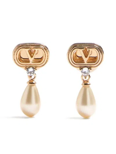 VALENTINO GARAVANI WOMEN GOLDEN OVALETTE DROP EARRINGS, ONESIZE LUXURY EARRINGS FOR WOMEN DARVEYS