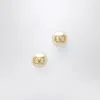 Valentino Garavani Golden Pearl Earrings With Signature Vlogo In White