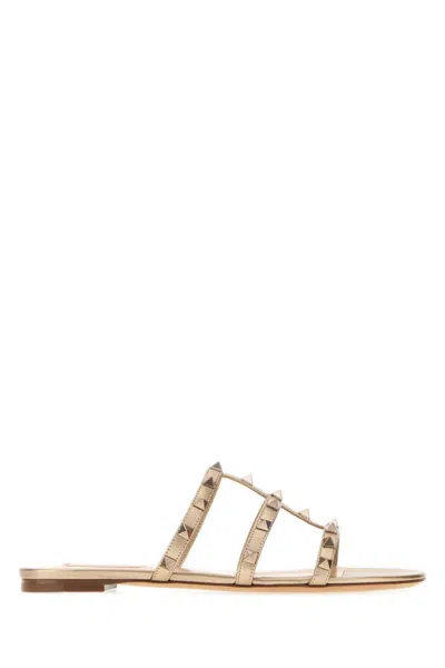 Valentino Garavani Golden Rockstud Flats