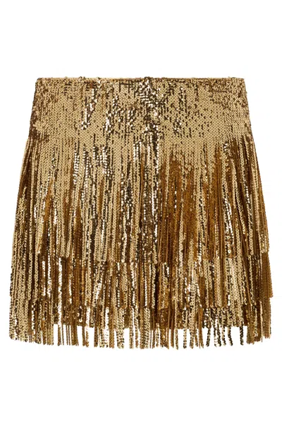 Valentino Golden Shorts With Sparkling Fringes