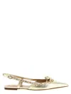 Valentino Rockstud Bow Leather Slingback Ballerina Flat In Gold