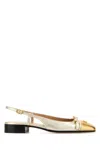 Valentino Valet Du Roi Vlogo Metallic Leather Slingback Ballerina Flats In Gold