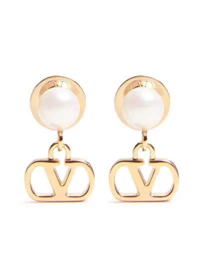 Valentino Garavani Golden Vlogo Drop Earrings