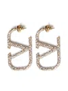 Valentino Crystal-embellished Vlogo Earrings In Metallic