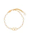 Valentino Vlogo Signature Pearl Bracelet In Golden