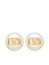 Valentino Signature Pearl Earrings Gold Hardware In Gold