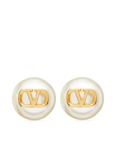 VALENTINO GARAVANI GOLDEN VLOGO SIGNATURE PEARL EARRINGS