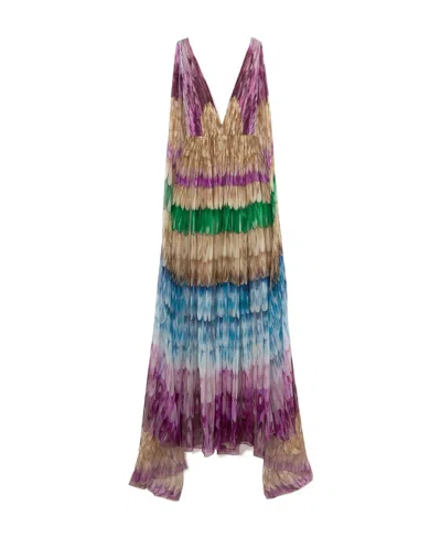Valentino Golden Wings Draped Gown In Multi