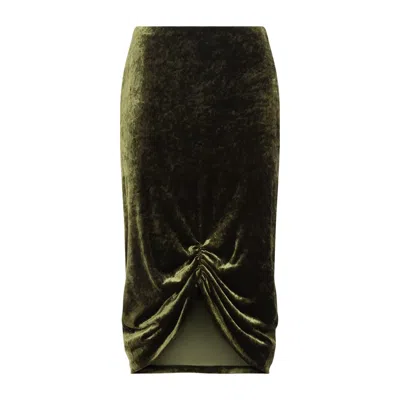Valentino Green Solid Midi Skirt
