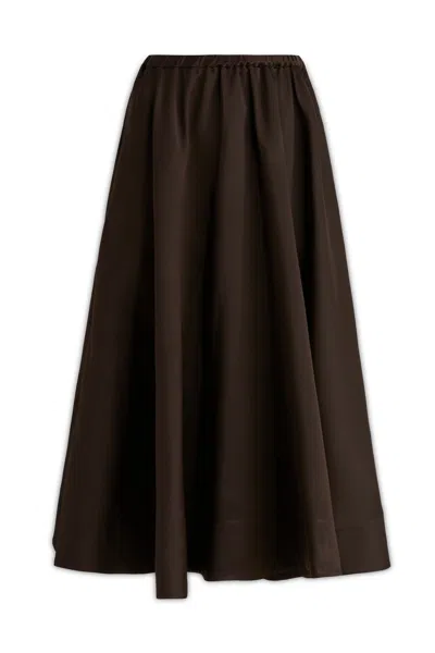 Valentino Techno Duchesse Midi Skirt In Brown