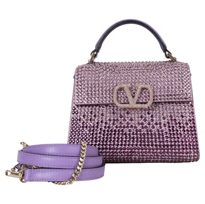 Pre-owned Valentino Garavani Valentino Gradient Purple Leather Vsling Mini Crystal Bag