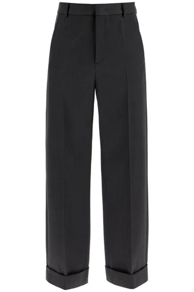 Valentino Straight-leg Grain De Poudre Virgin Wool Trousers In Grey