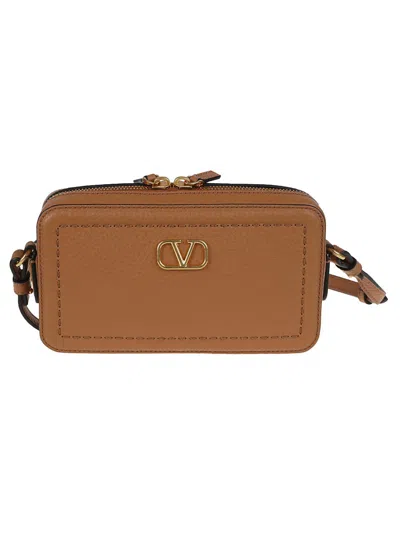 Valentino Garavani Valentino Grained Calfskin Mini Camera Case In Brown