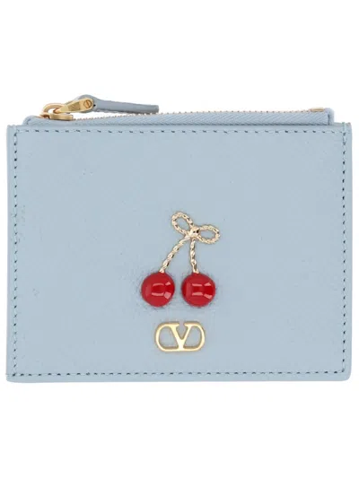 Valentino Garavani Grained Leather Coin Purse Card Case In White