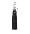 Valentino Grained Leather Fringe Vlogo Keychain