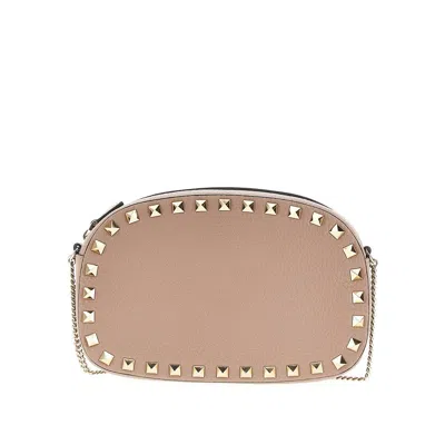Valentino Garavani Grained Leather 'rockstud' Crossbody Mini Bag In Pink
