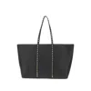 Valentino Grained Leather 'rockstud' Shopping Bag In Black