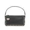Valentino Small Rockstud Shoulder Bag In Grained Calfskin In Black
