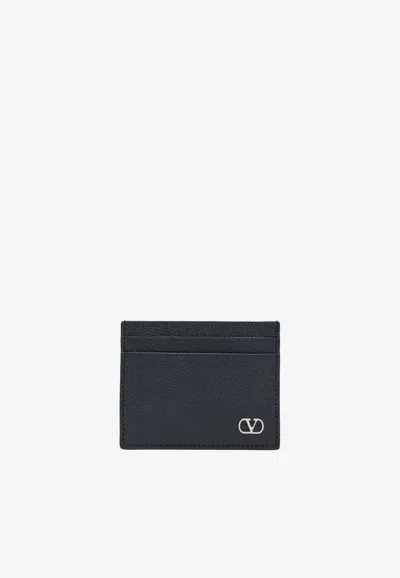 Valentino Garavani Grained Leather Vlogo Cardholder In Black