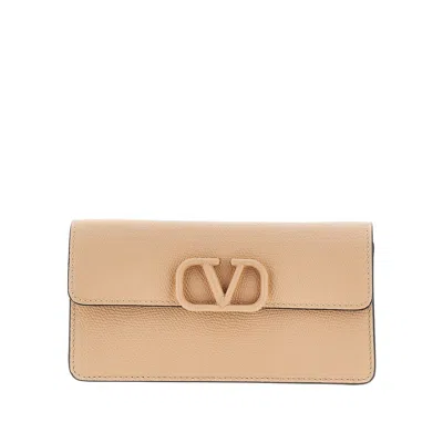 Valentino Grained Leather Vlogo Signature Pouch In Pink