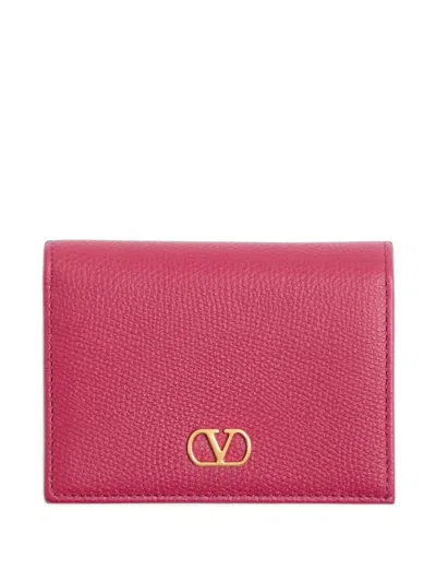 Valentino Garavani Grainy Calfskin Wallet In Pink