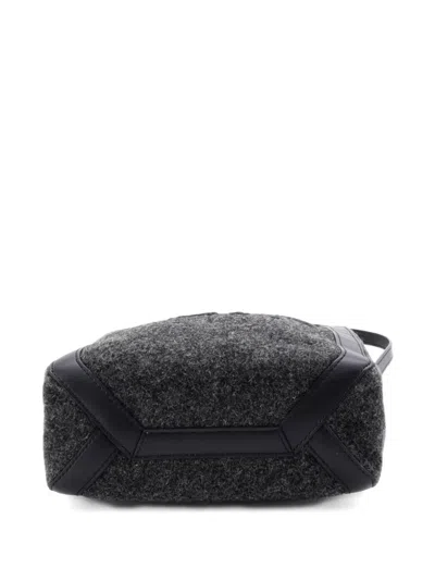 Pre-owned Valentino Garavani Grande Plage Vltn Wool Mini Tote Bag In Black