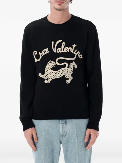 Valentino Garavani Crew Neck Sweater Clothing In Black