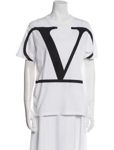 Pre-owned Valentino Graphic Print Bateau Neckline T-shirt In White