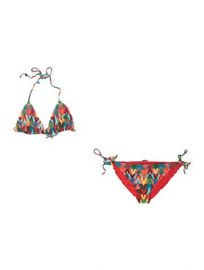 Pre-owned Valentino Graphic Print Bikini In Red