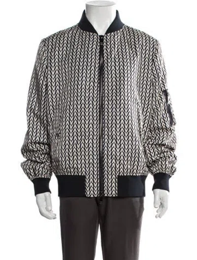 Pre-owned Valentino Graphic Print Bomber Jacket In Blue